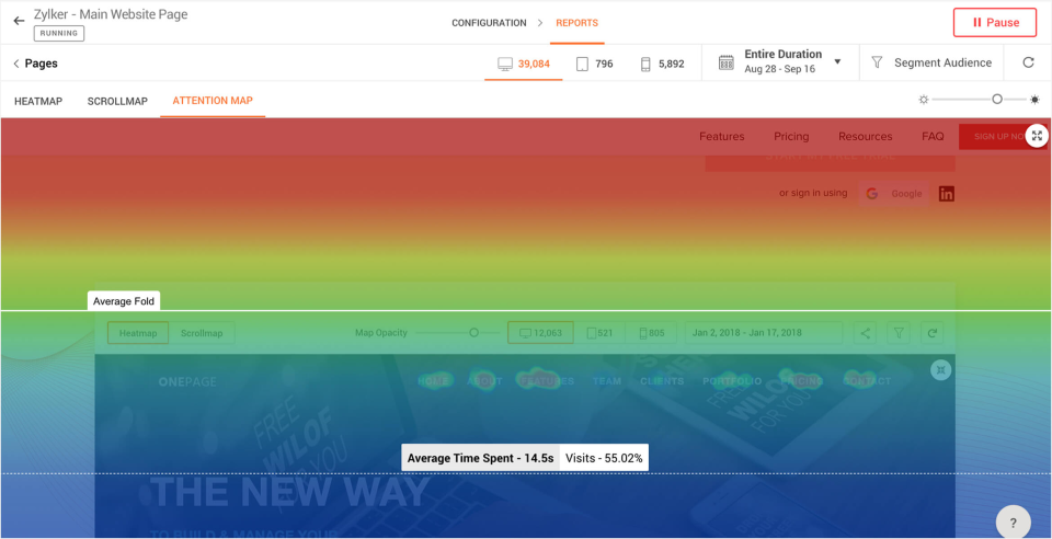 screenshot of Zoho PageSense